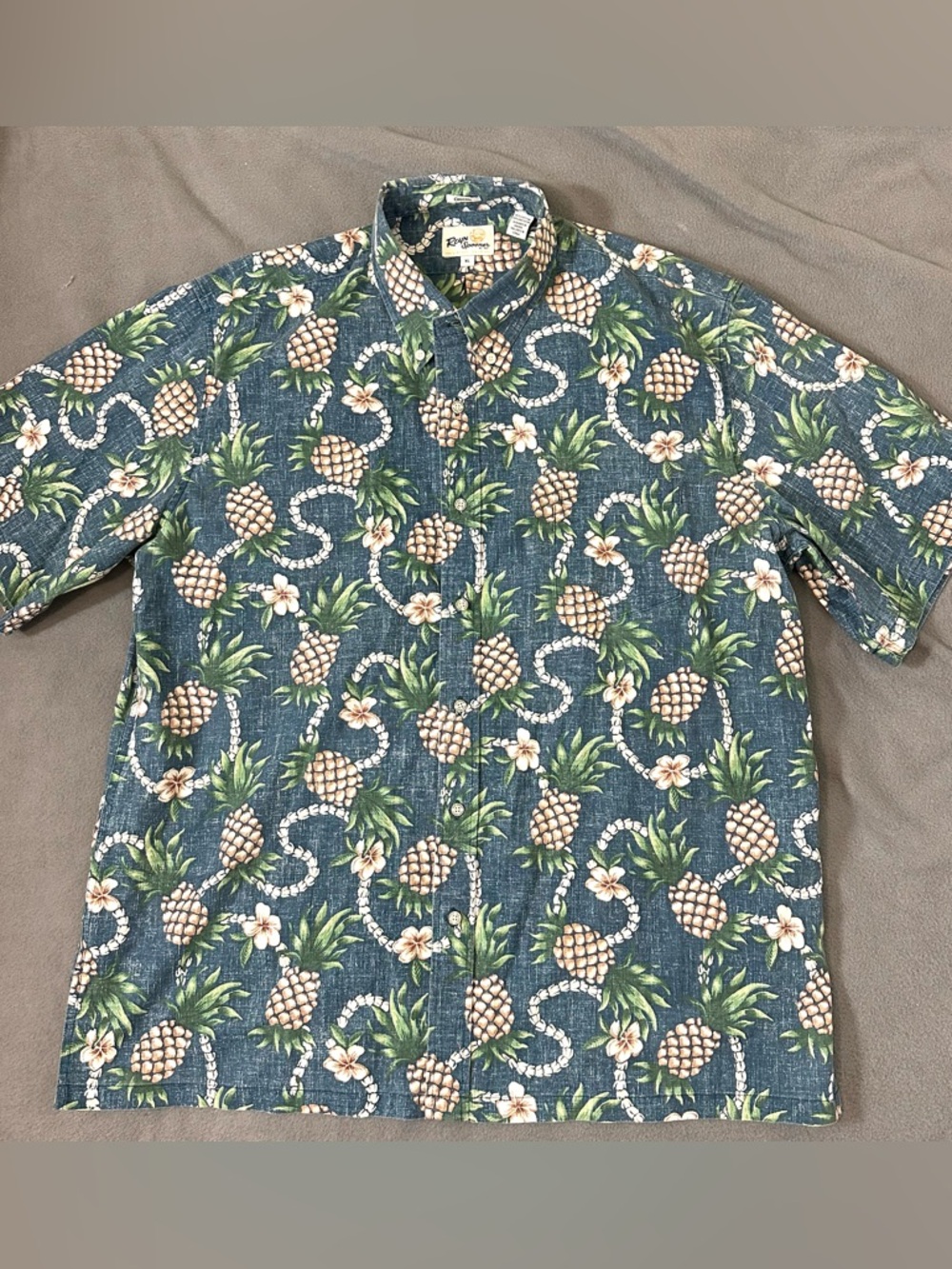 Reyn Spooner Reverse Print Pineapple Hawaiian Button Down Shirt Mens XL